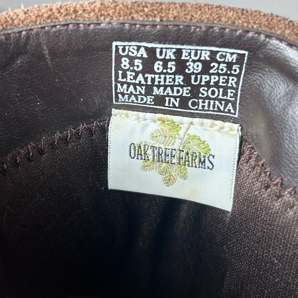 Oak Tree Farms Brown Suede Fringe Ankle Boots Women’s 8.5 Western Boho Side Zip - Picture 8 of 8